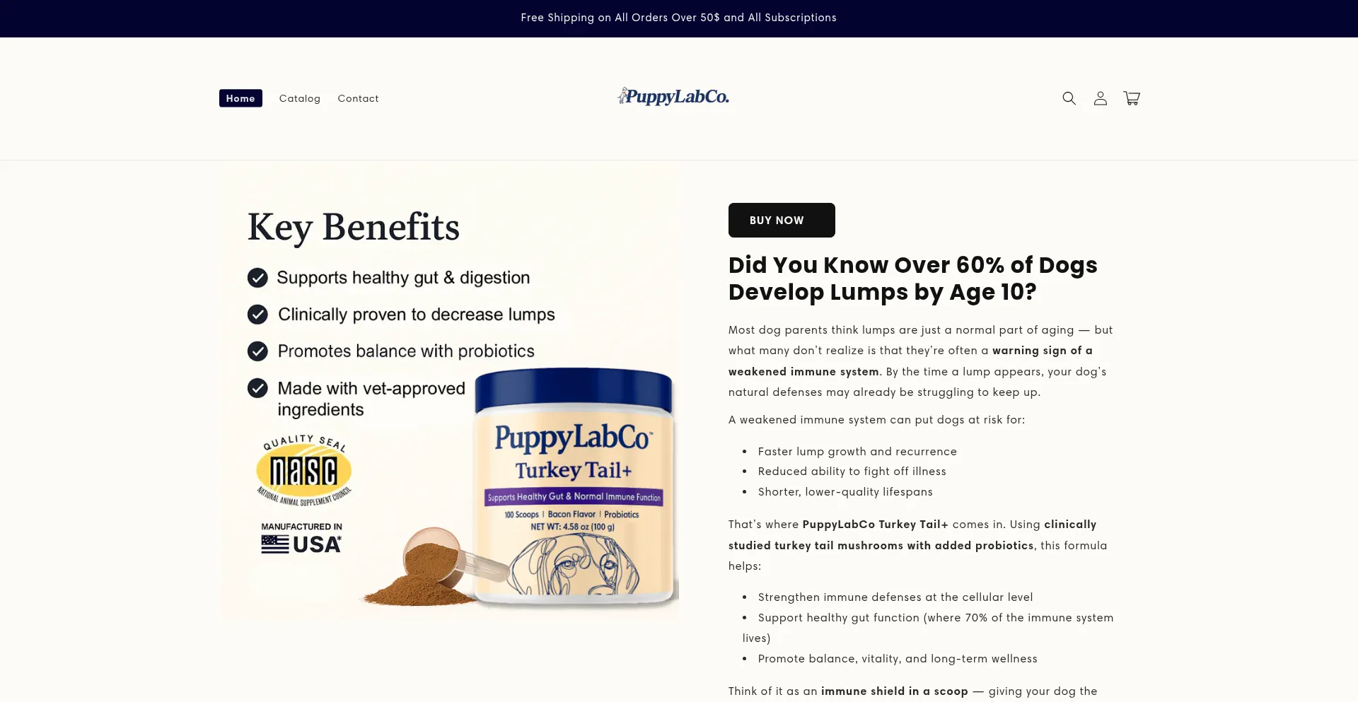 Website screenshot of Puppylabco.com