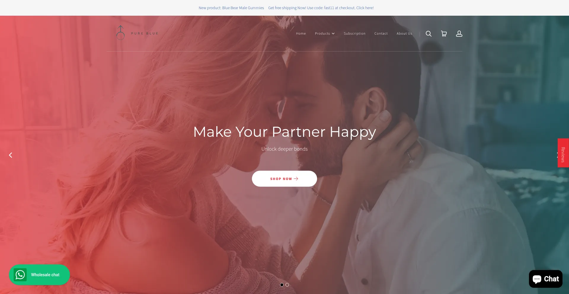 Website screenshot of Pureblue.us