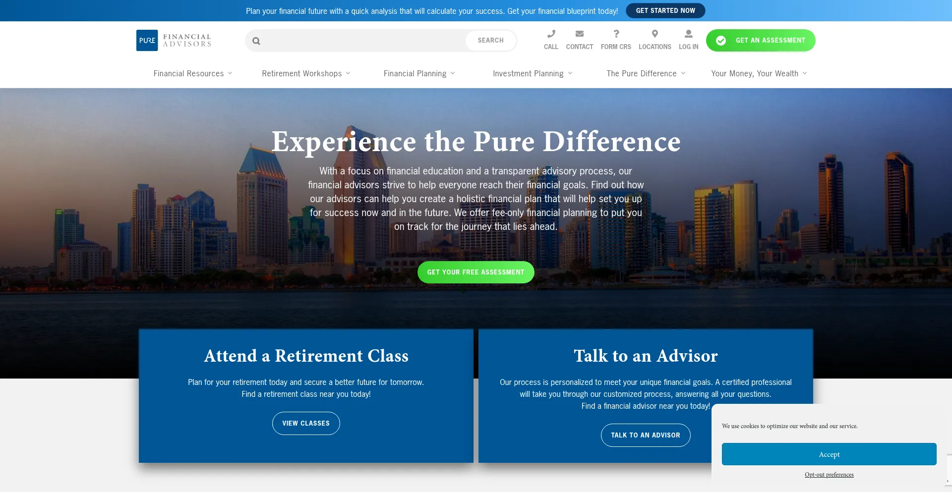 Website screenshot of Purefinancial.com