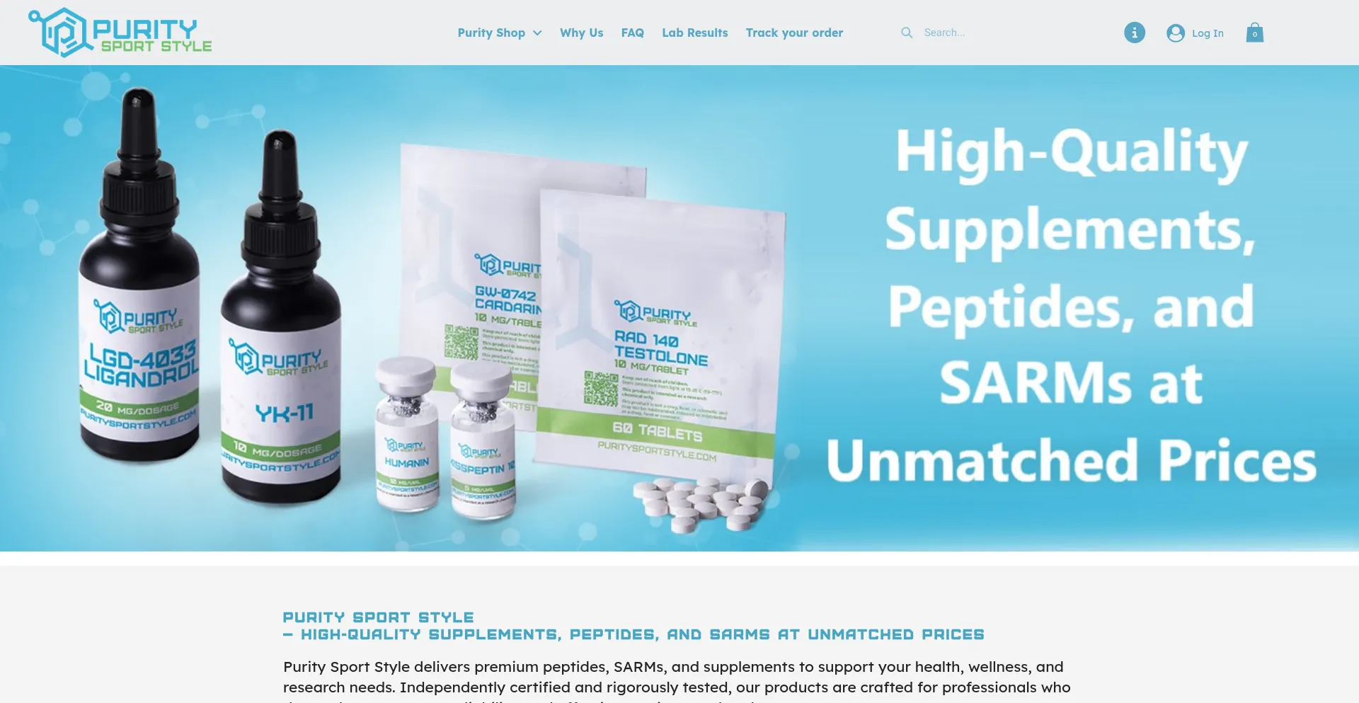 Website screenshot of Puritysportstyle.com