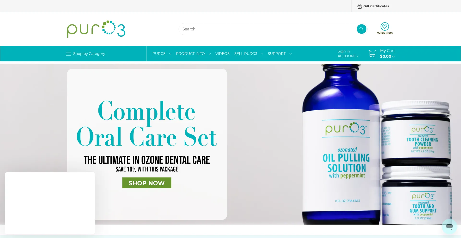 Website screenshot of Puro3.com