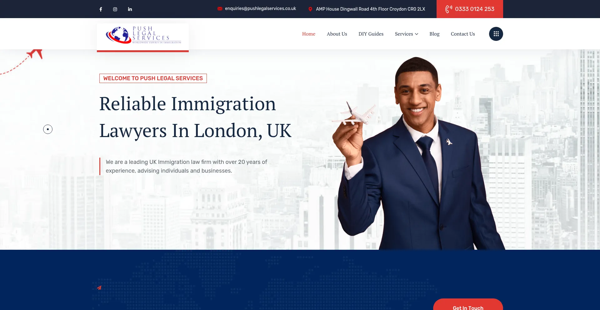 Website screenshot of Pushlegalservices.co.uk