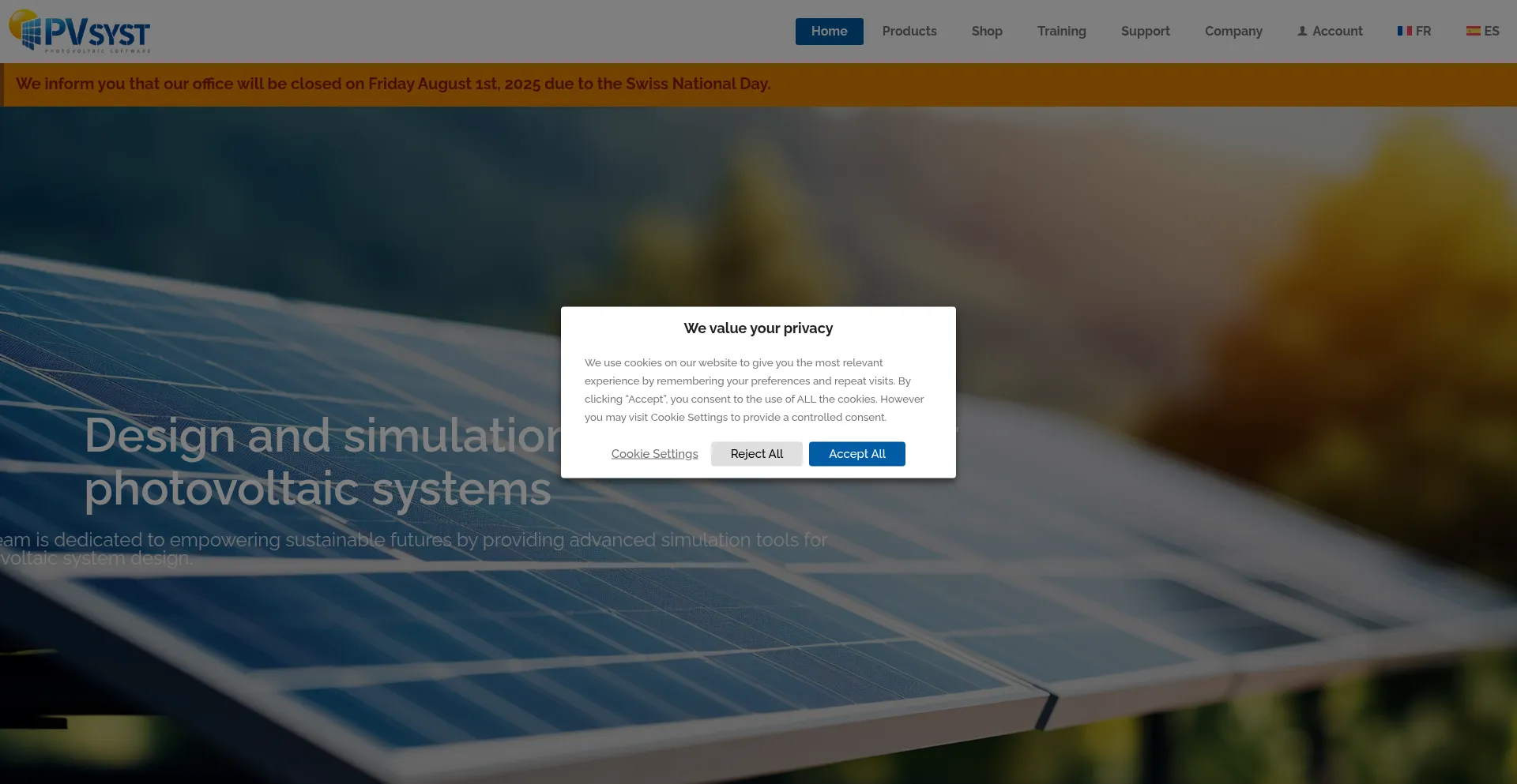 Website screenshot of Pvsyst.com