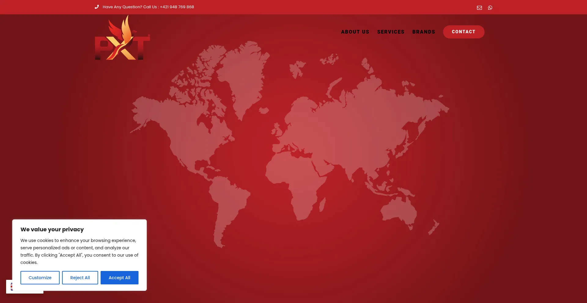 Website screenshot of Pxt.sk