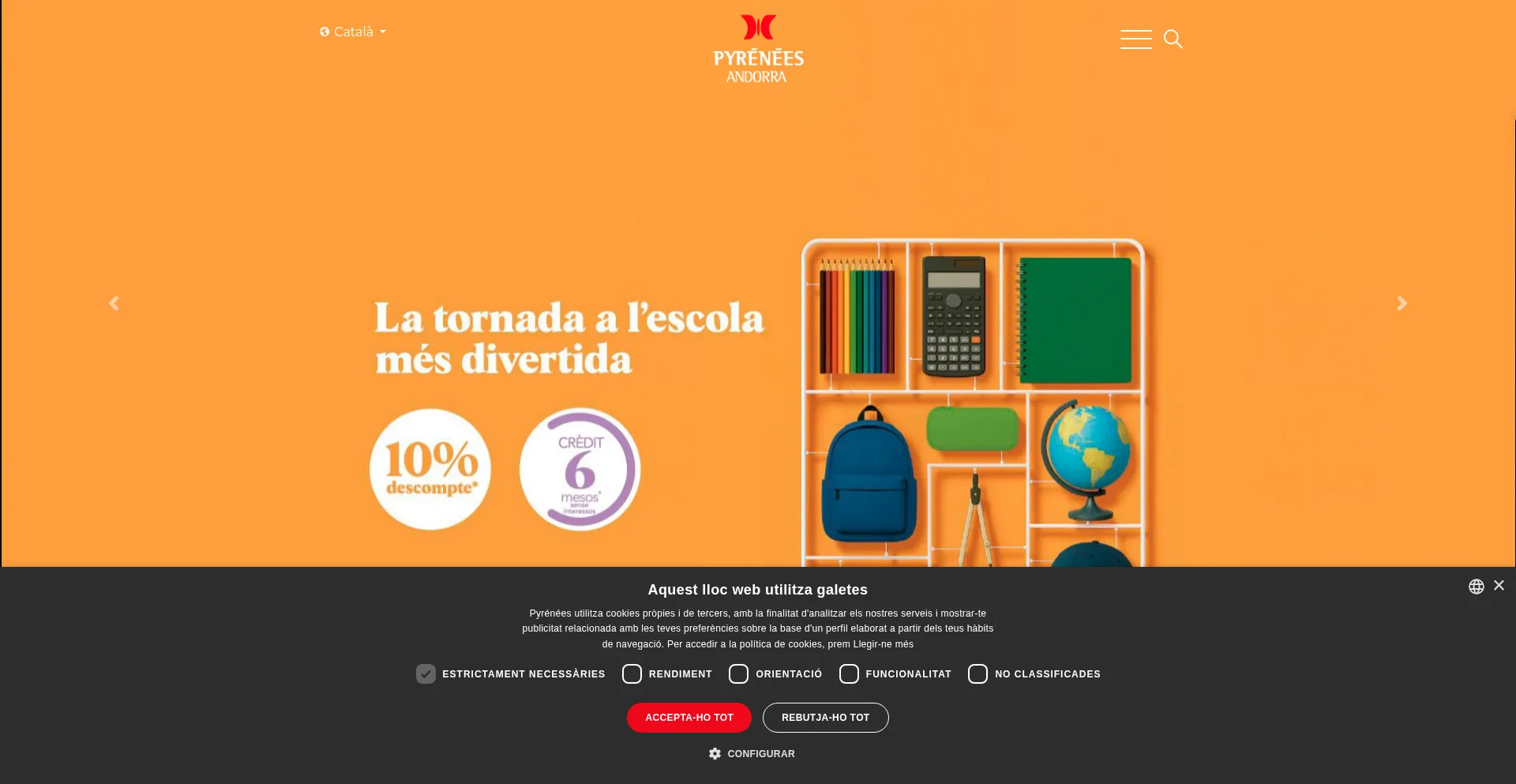 Website screenshot of Pyrenees.ad