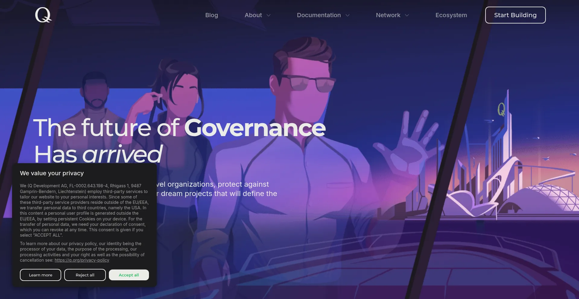 Website screenshot of Q.org