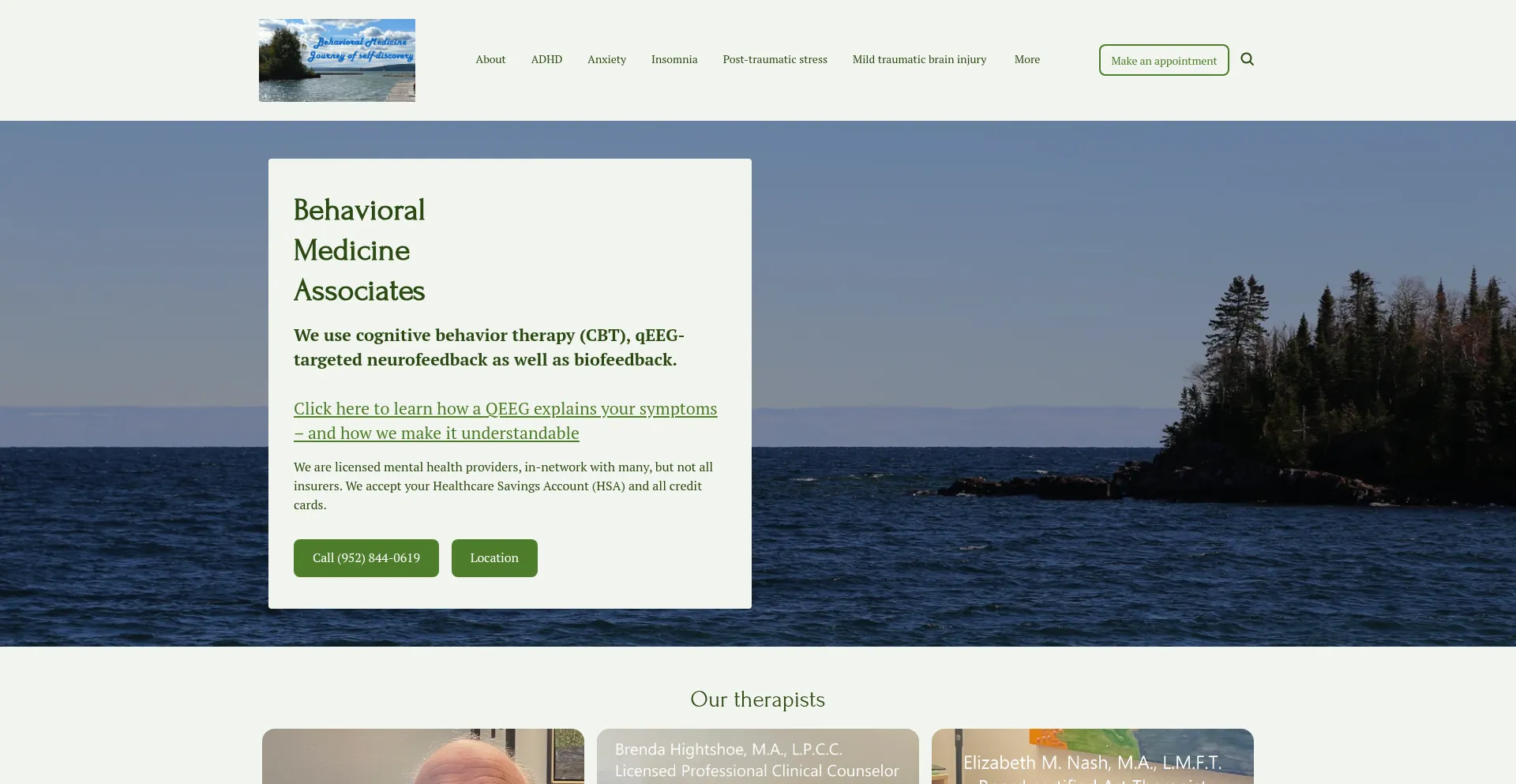 Website screenshot of Qeeg.com
