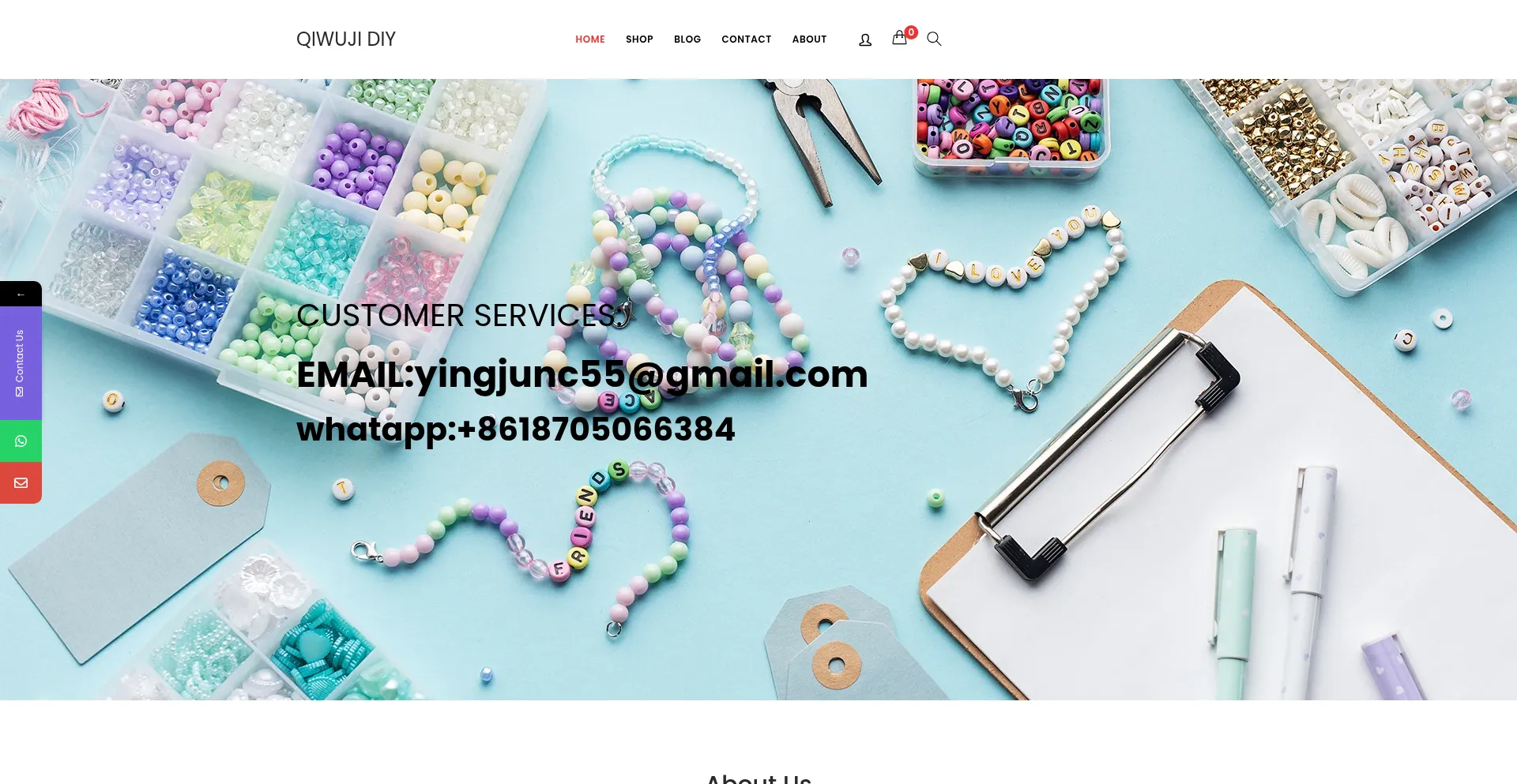 Website screenshot of Qiwujidiy.shop
