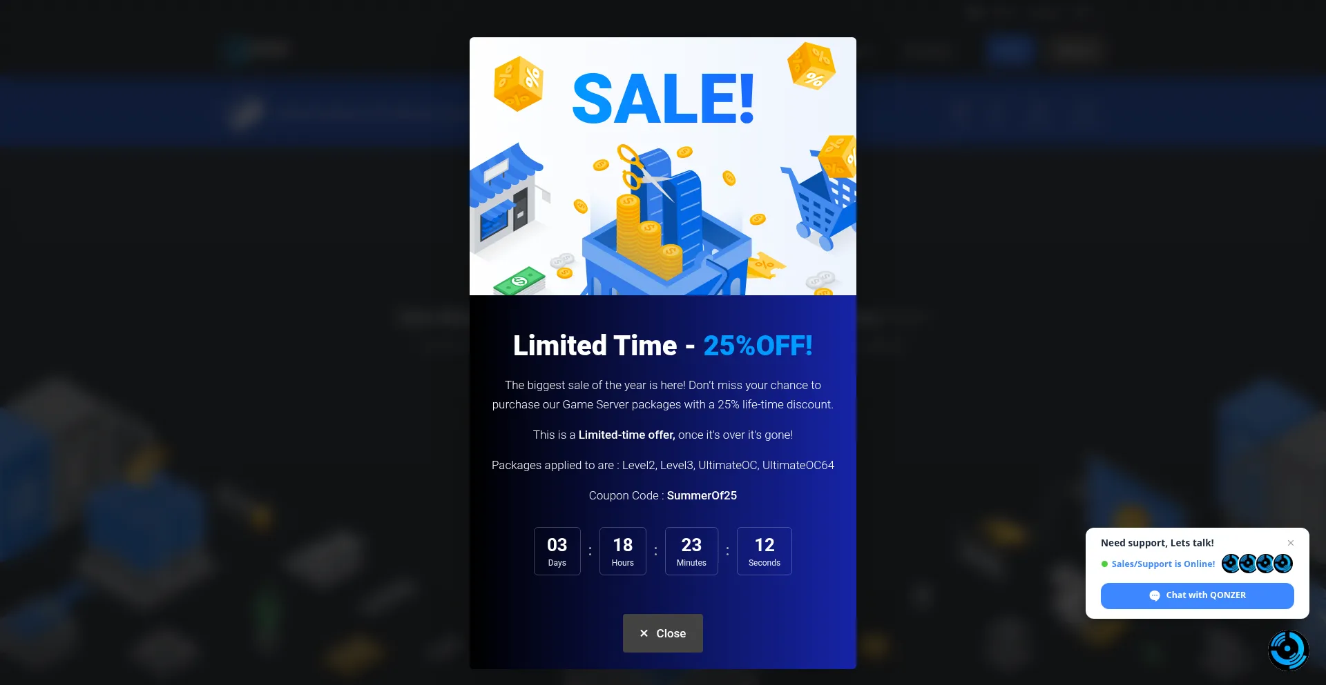 Website screenshot of Qonzer.com