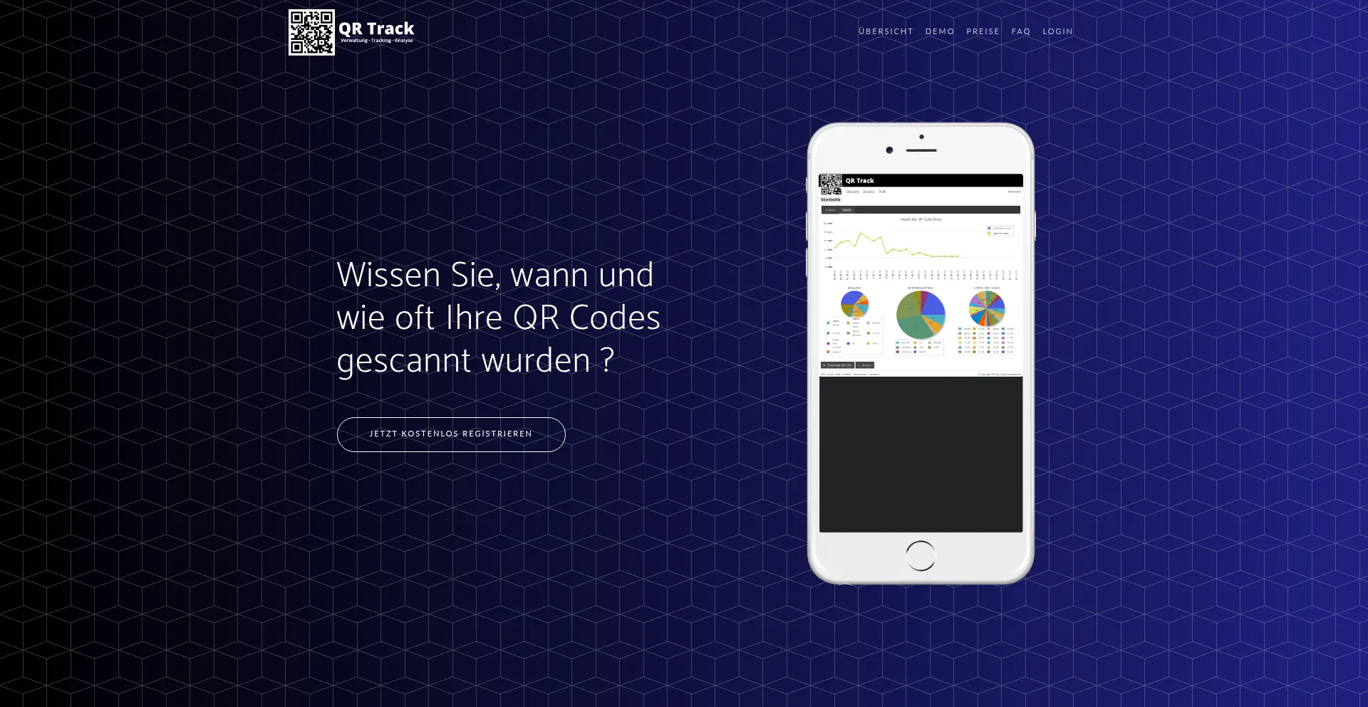Website screenshot of Qrtrack.de