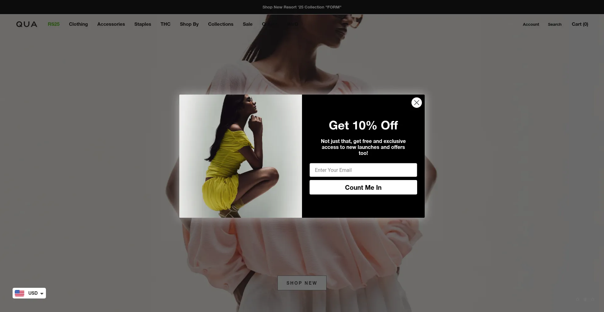 Website screenshot of Qua.clothing
