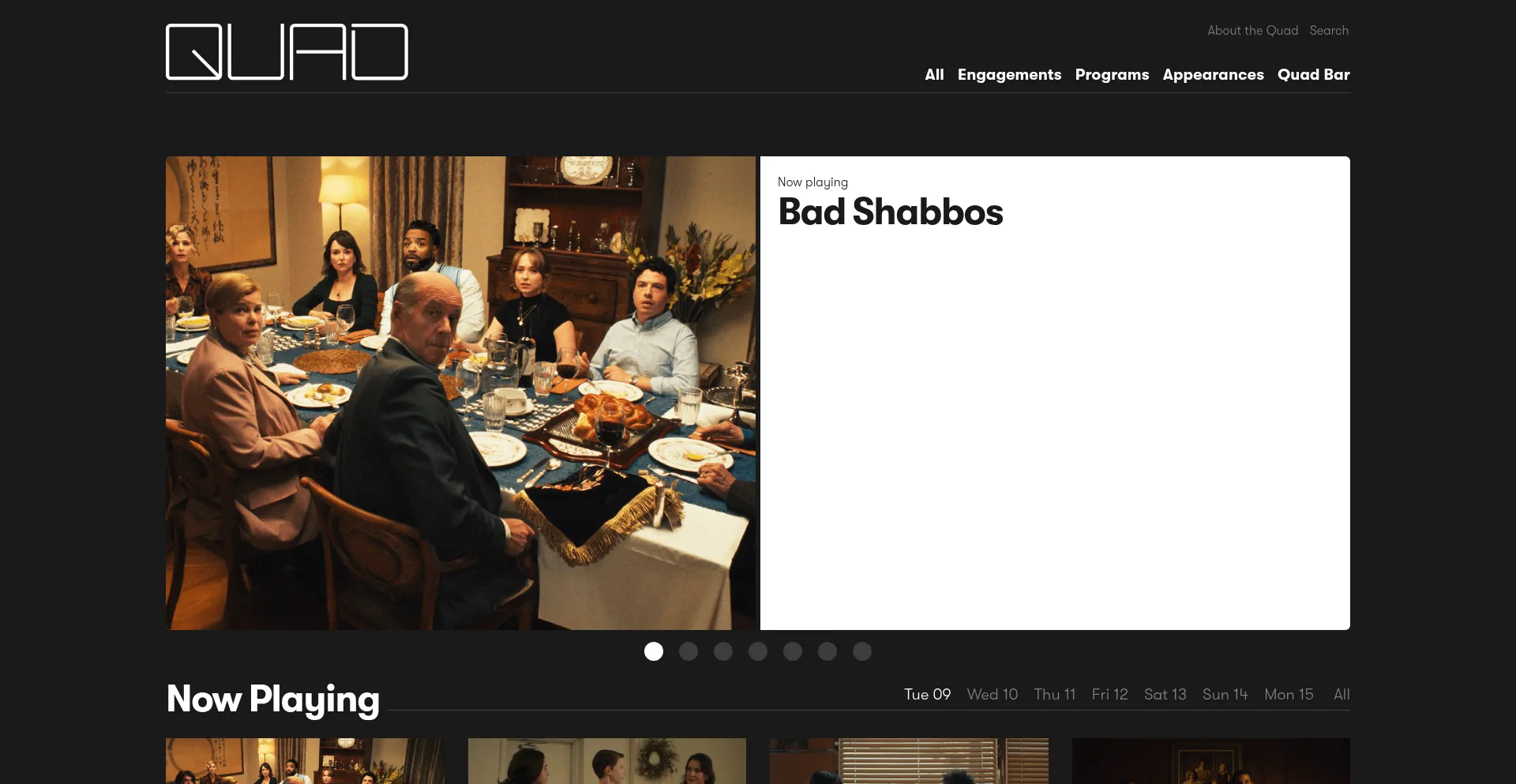 Website screenshot of Quadcinema.com