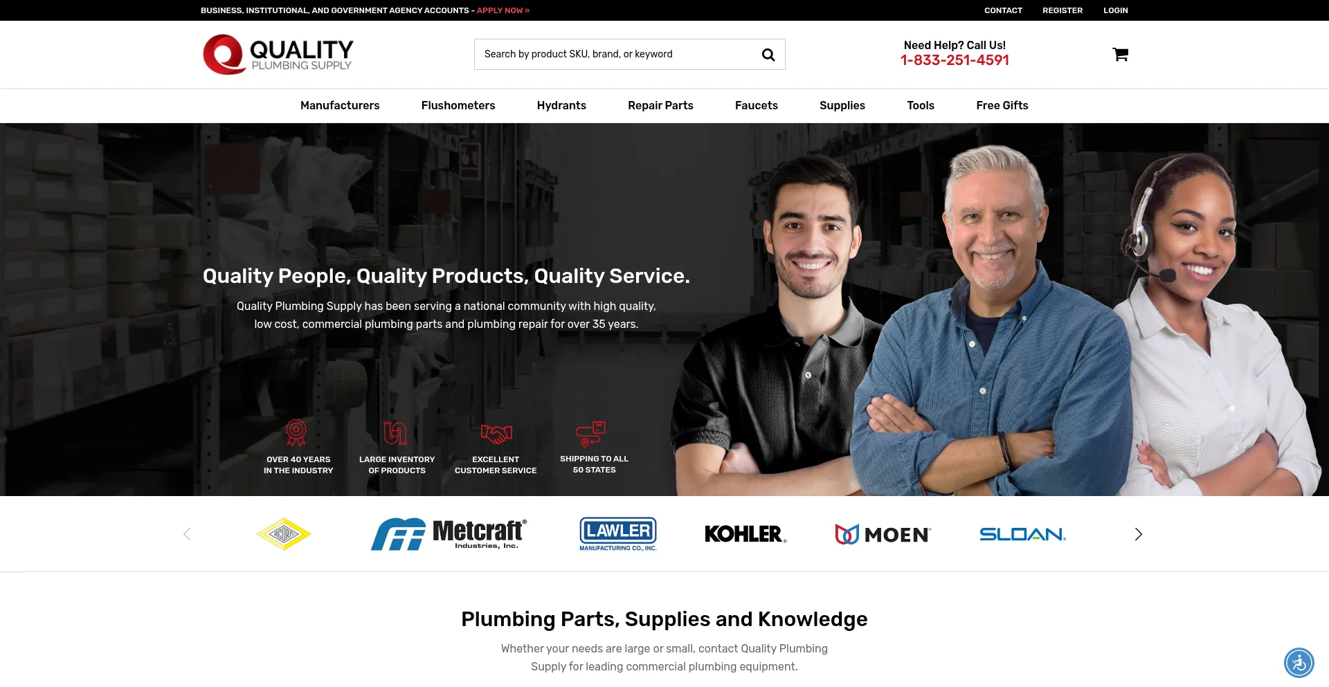 Website screenshot of Qualityplumbingsupply.com