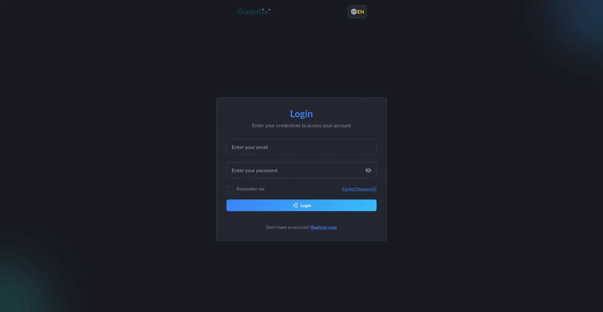 Website screenshot of Quantix-trade.com