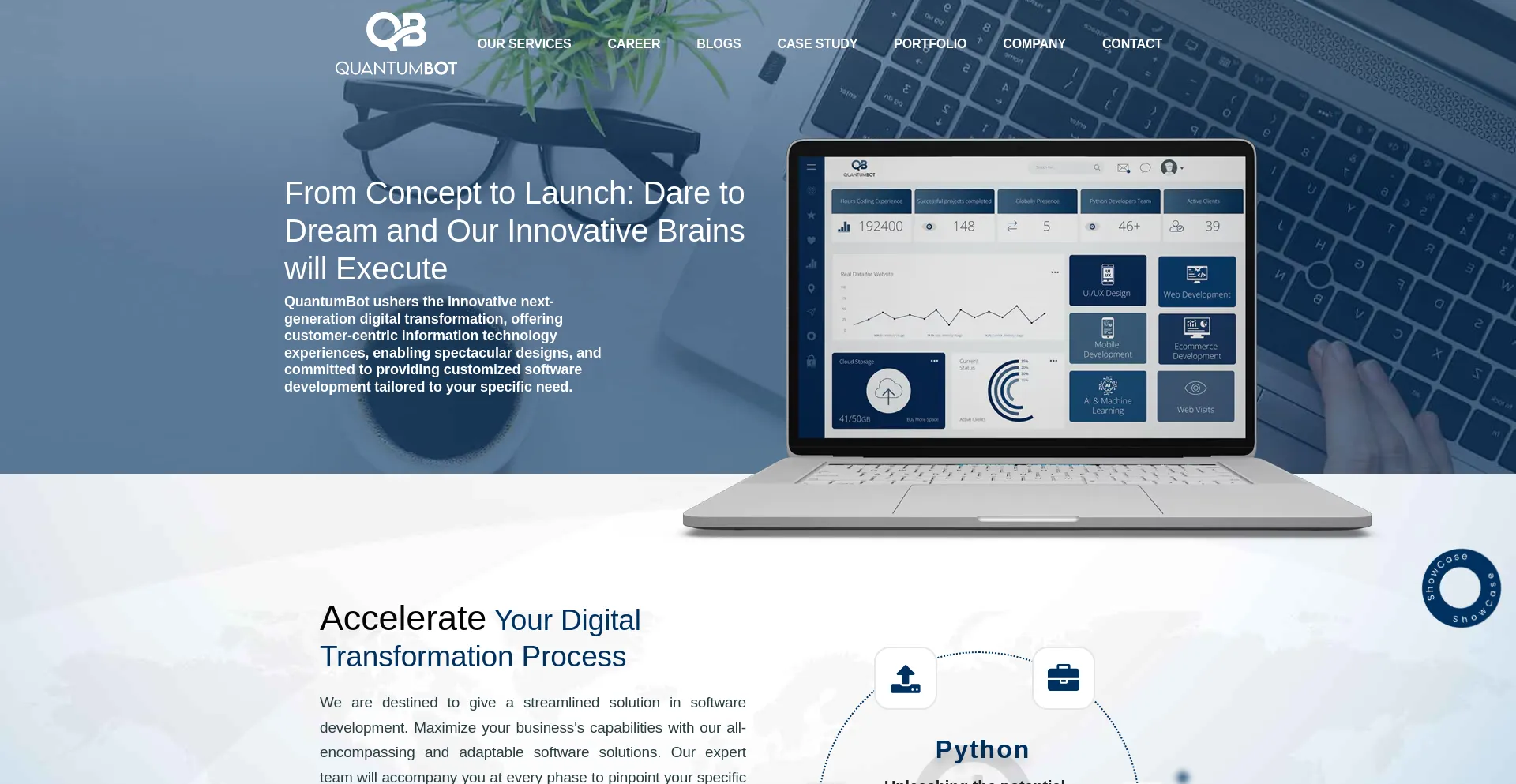 Website screenshot of Quantumbot.in