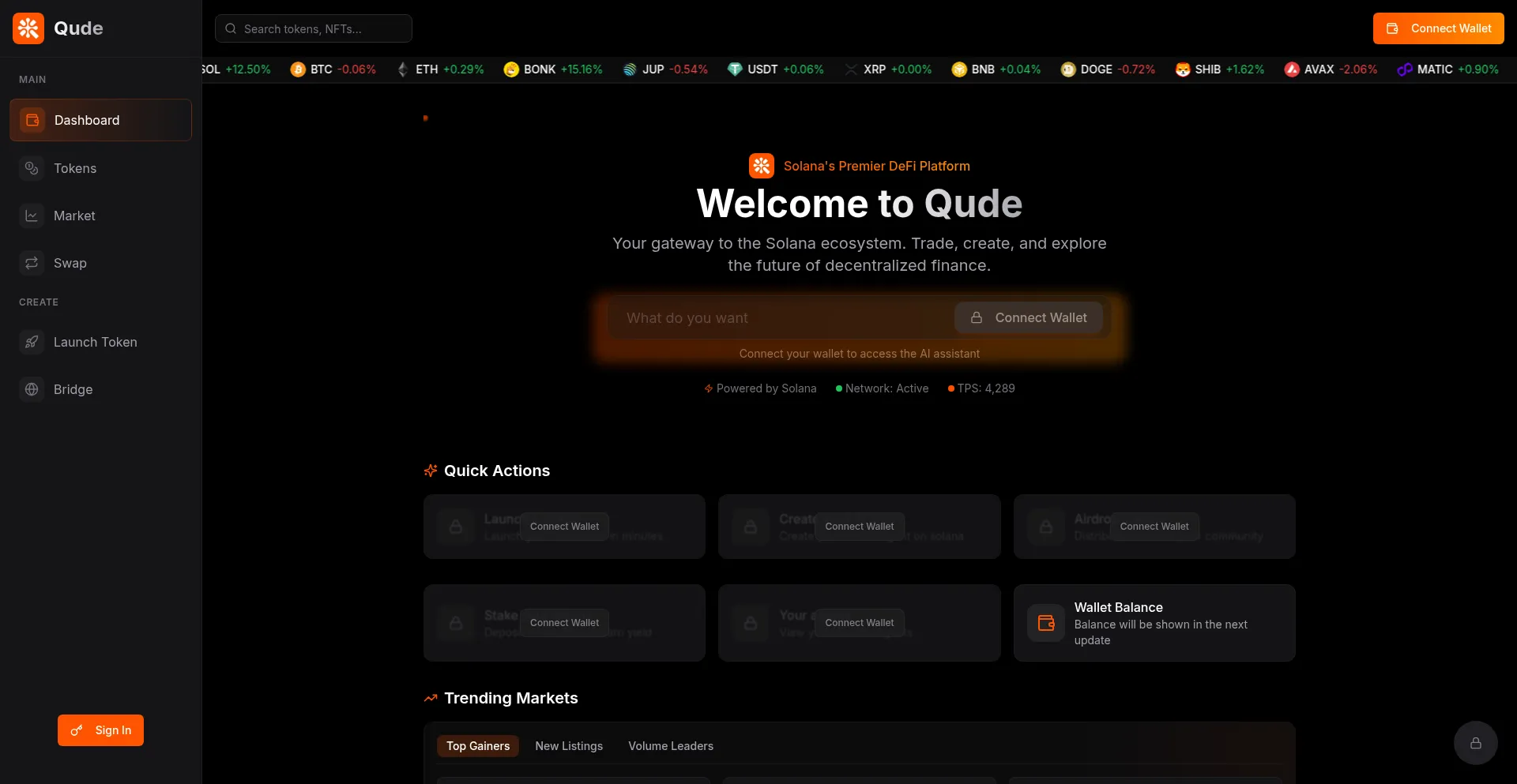 Website screenshot of Qude.ai