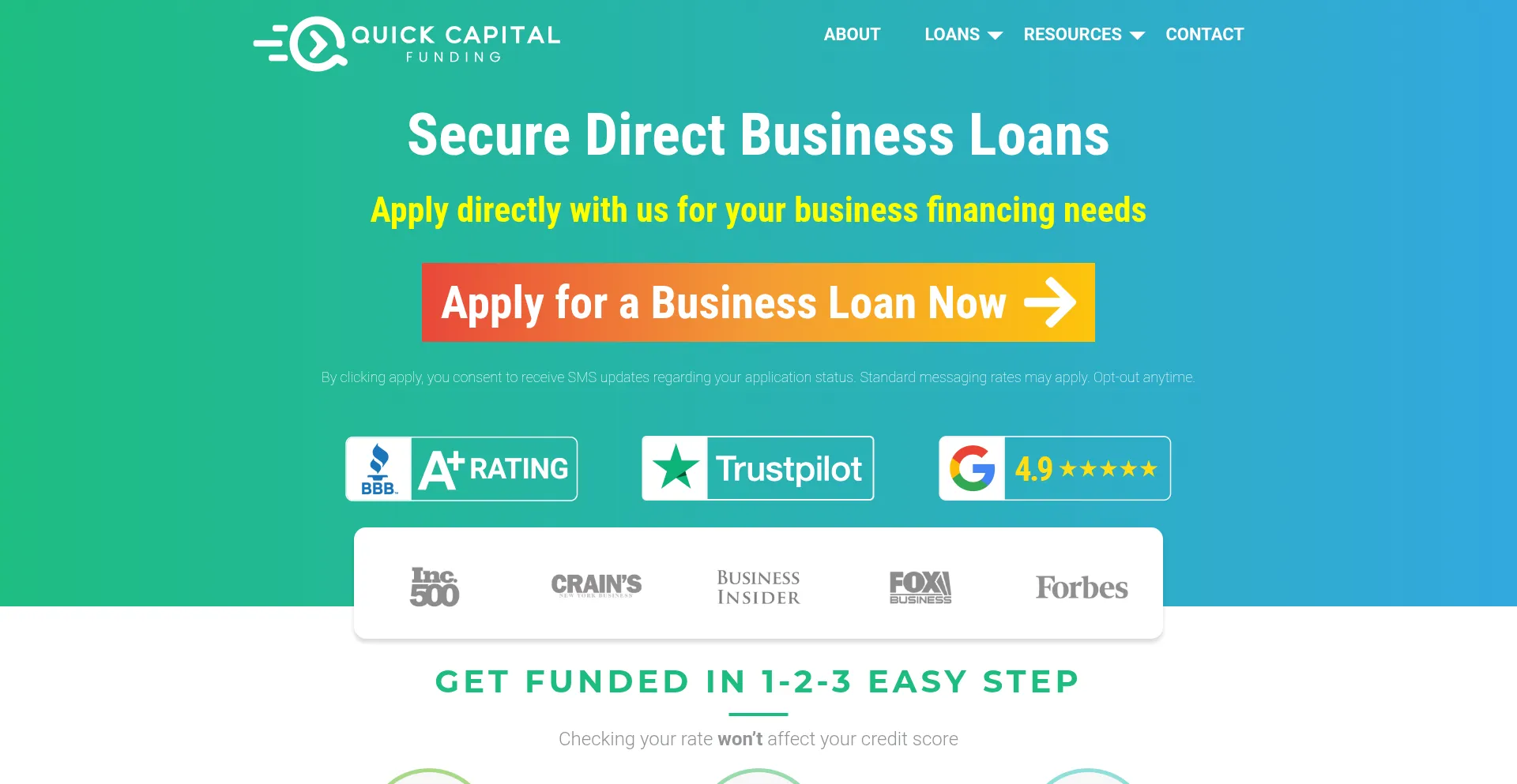 Website screenshot of Quick-capitalfunding.com