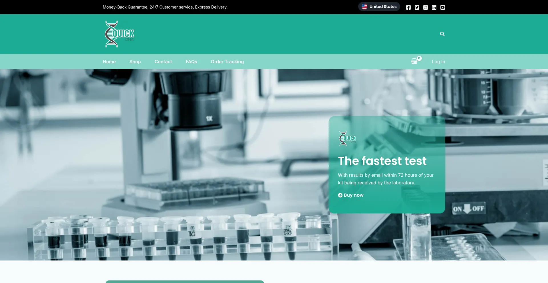 Website screenshot of Quickdna.com