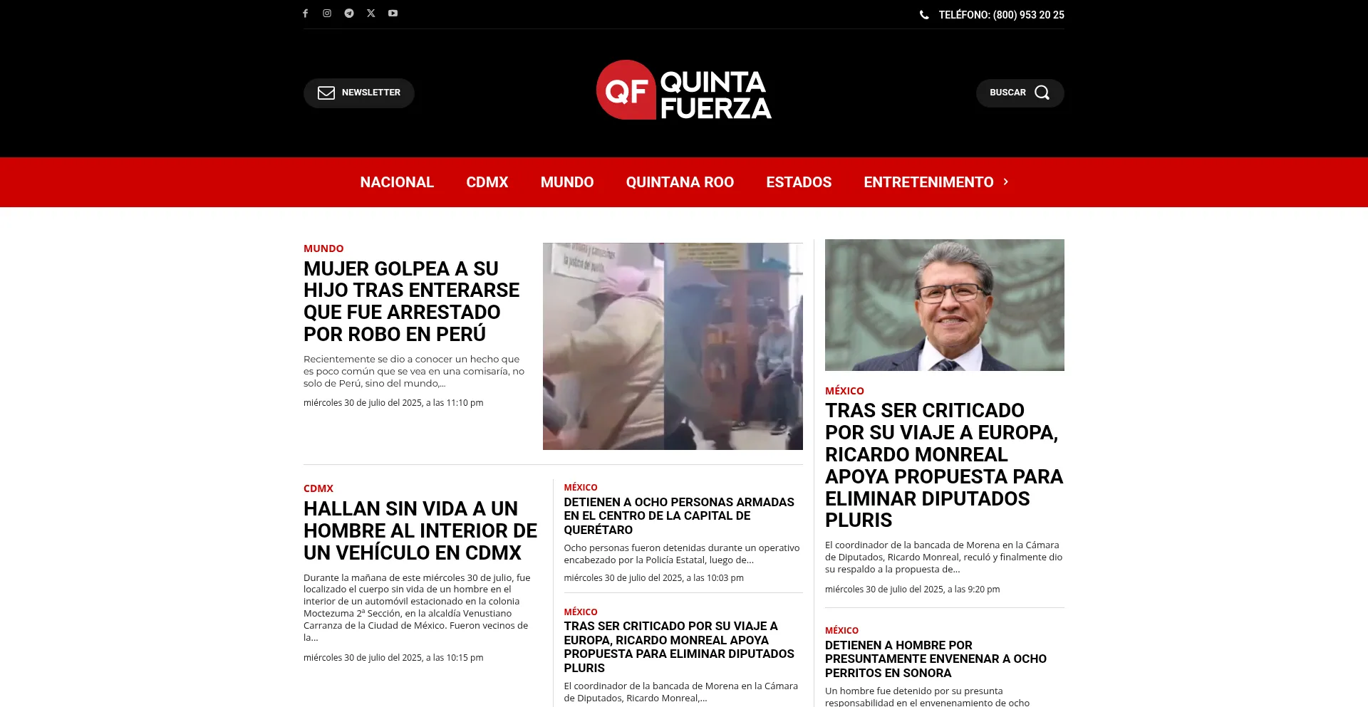 Website screenshot of Quintafuerza.mx