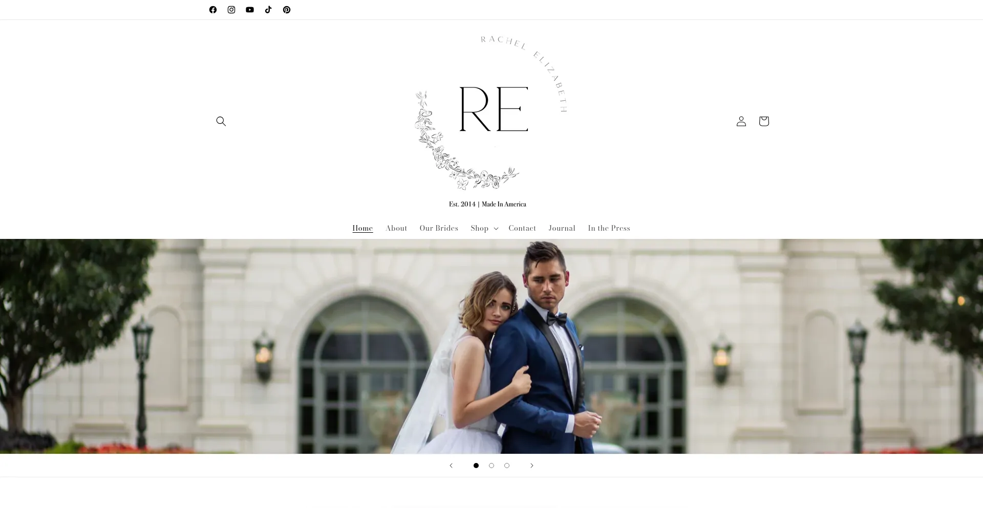 Website screenshot of Rachelelizabethbridal.com