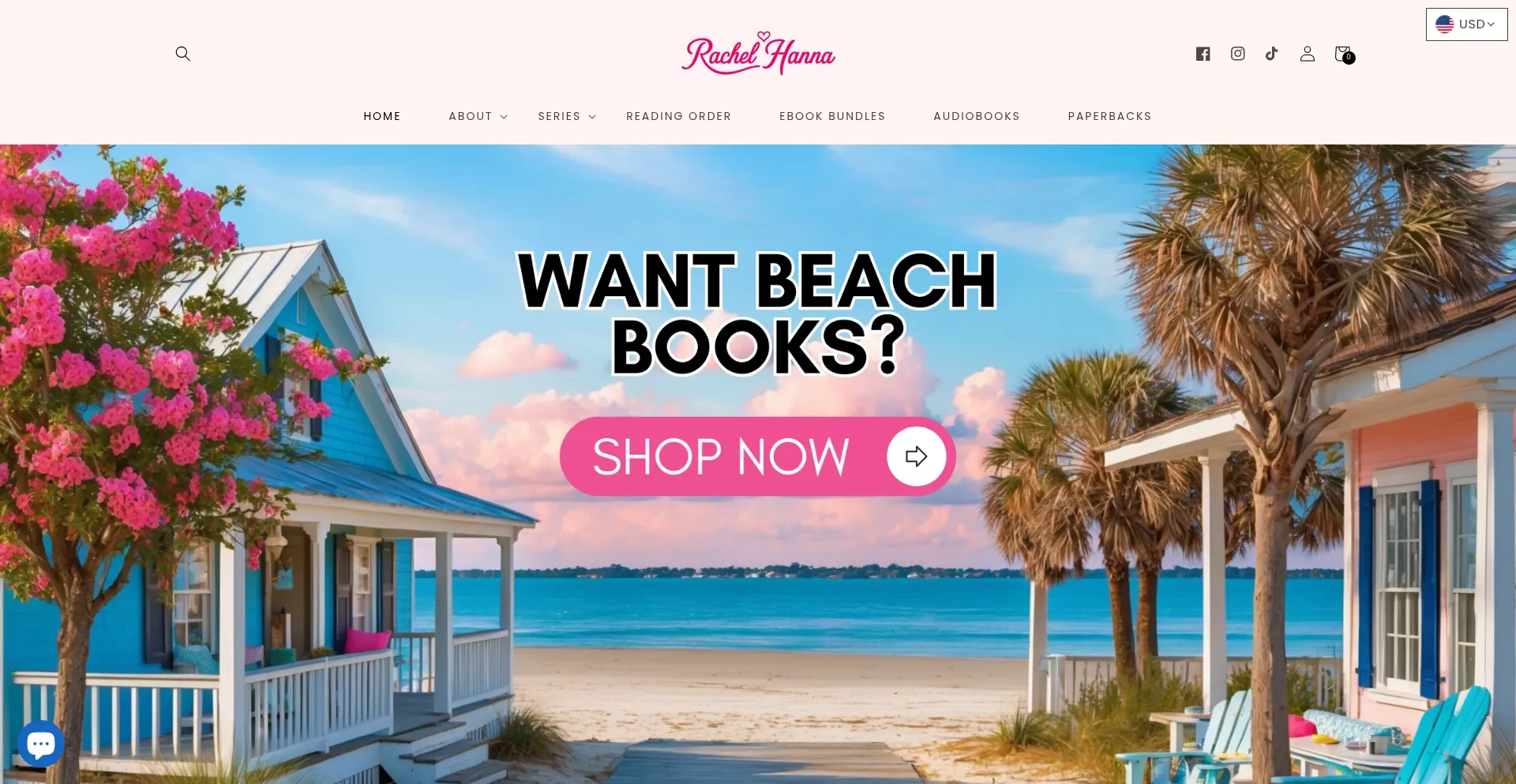 Website screenshot of Rachelhannaauthor.com