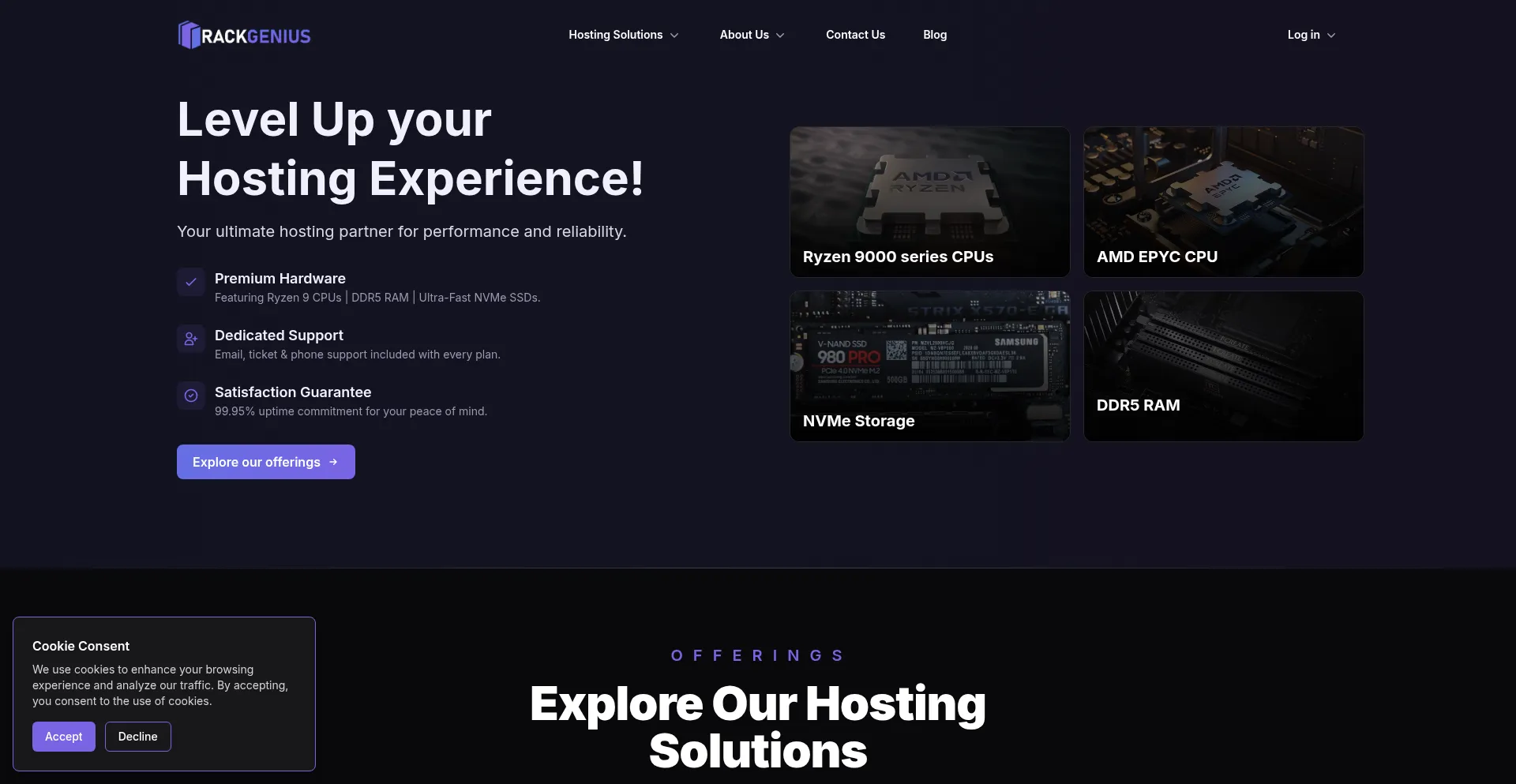 Website screenshot of Rackgenius.com
