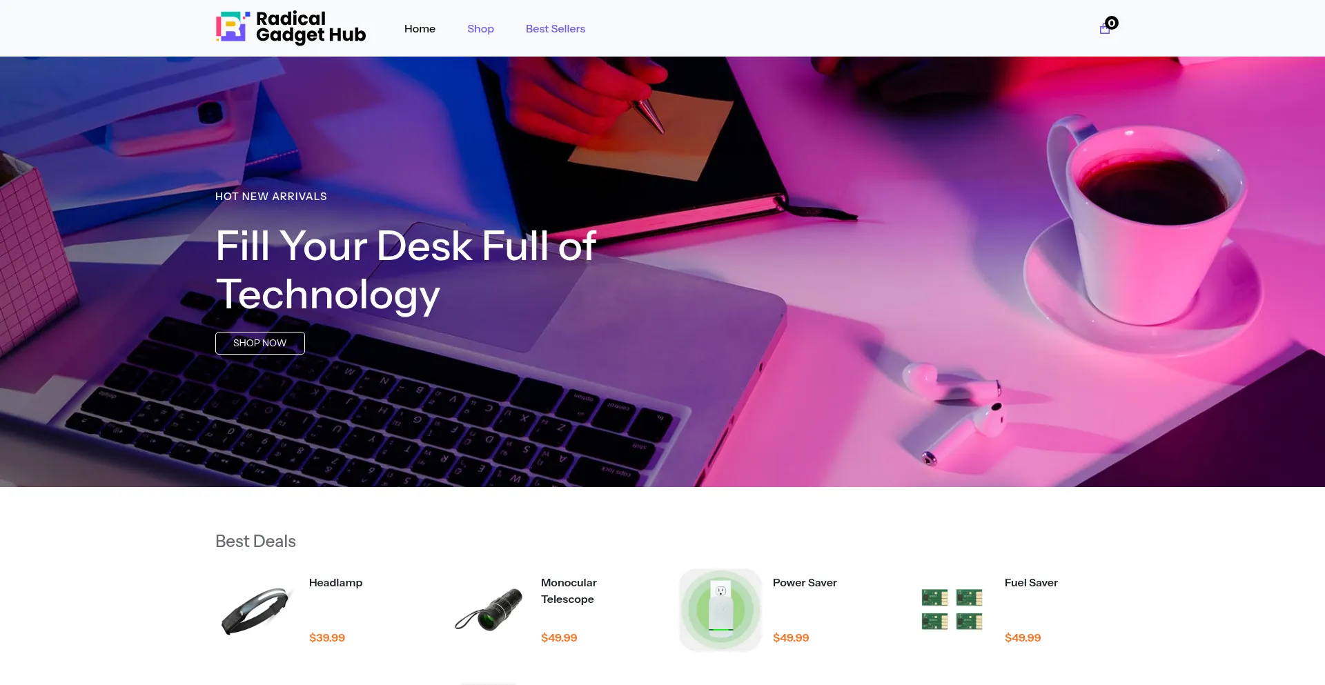 Website screenshot of Radicalgadgethub.com