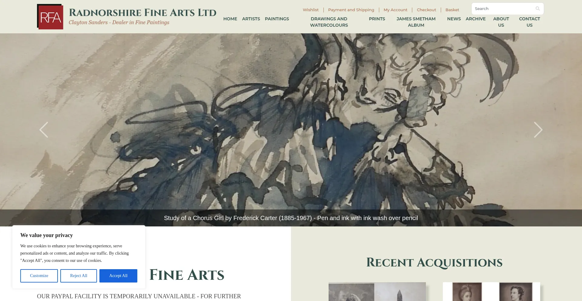 Website screenshot of Radnorshire-fine-arts.co.uk