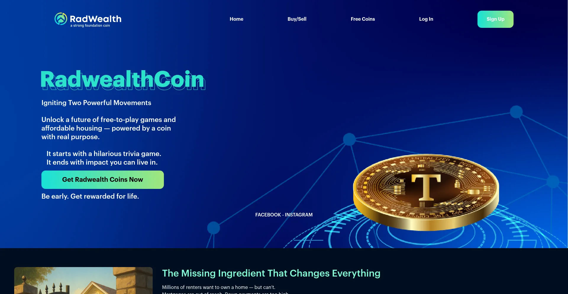 Website screenshot of Radwealthcoin.com