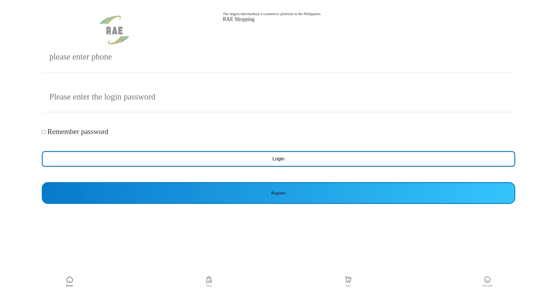 Website screenshot of Raeshopping.com