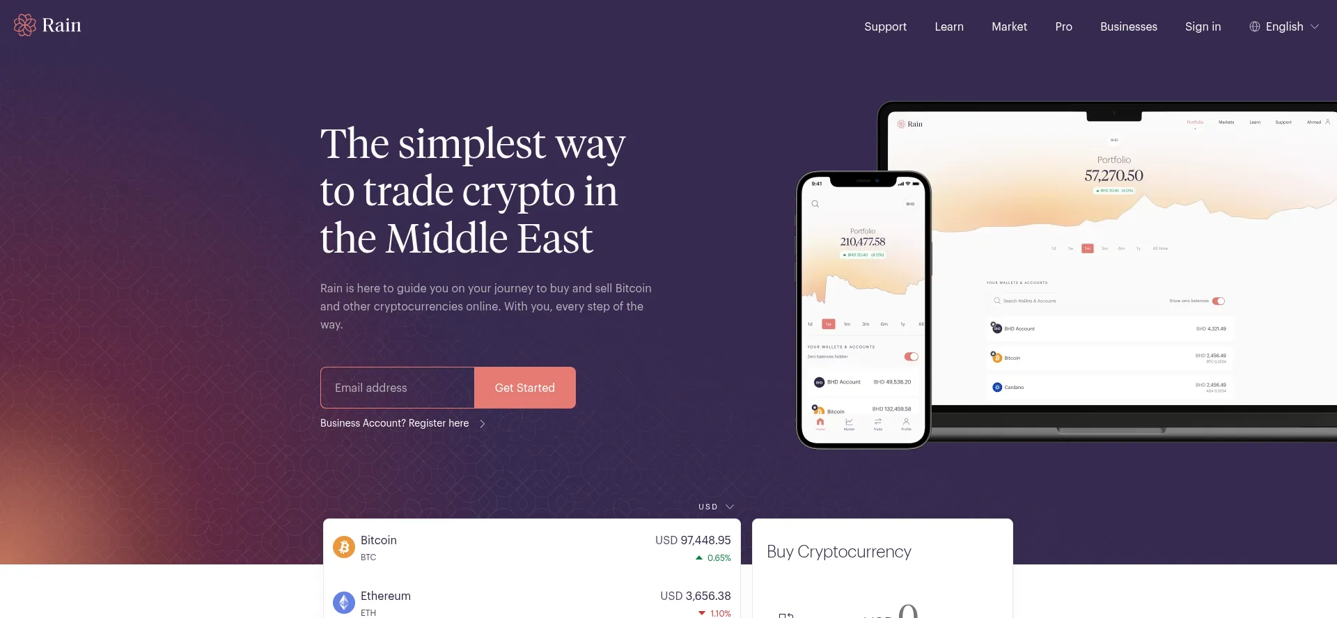Website screenshot of Rain.com