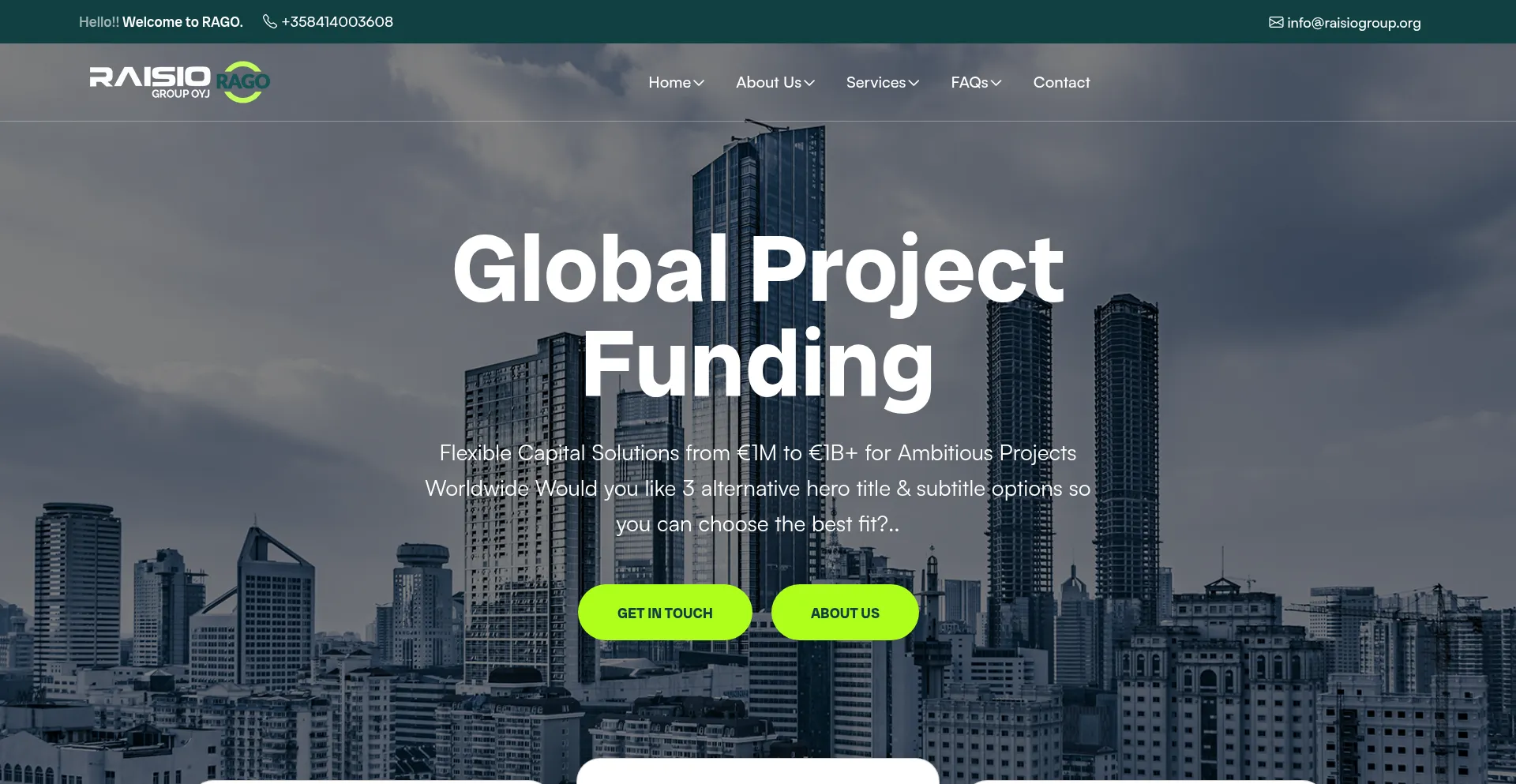 Website screenshot of Raisiogroup.org