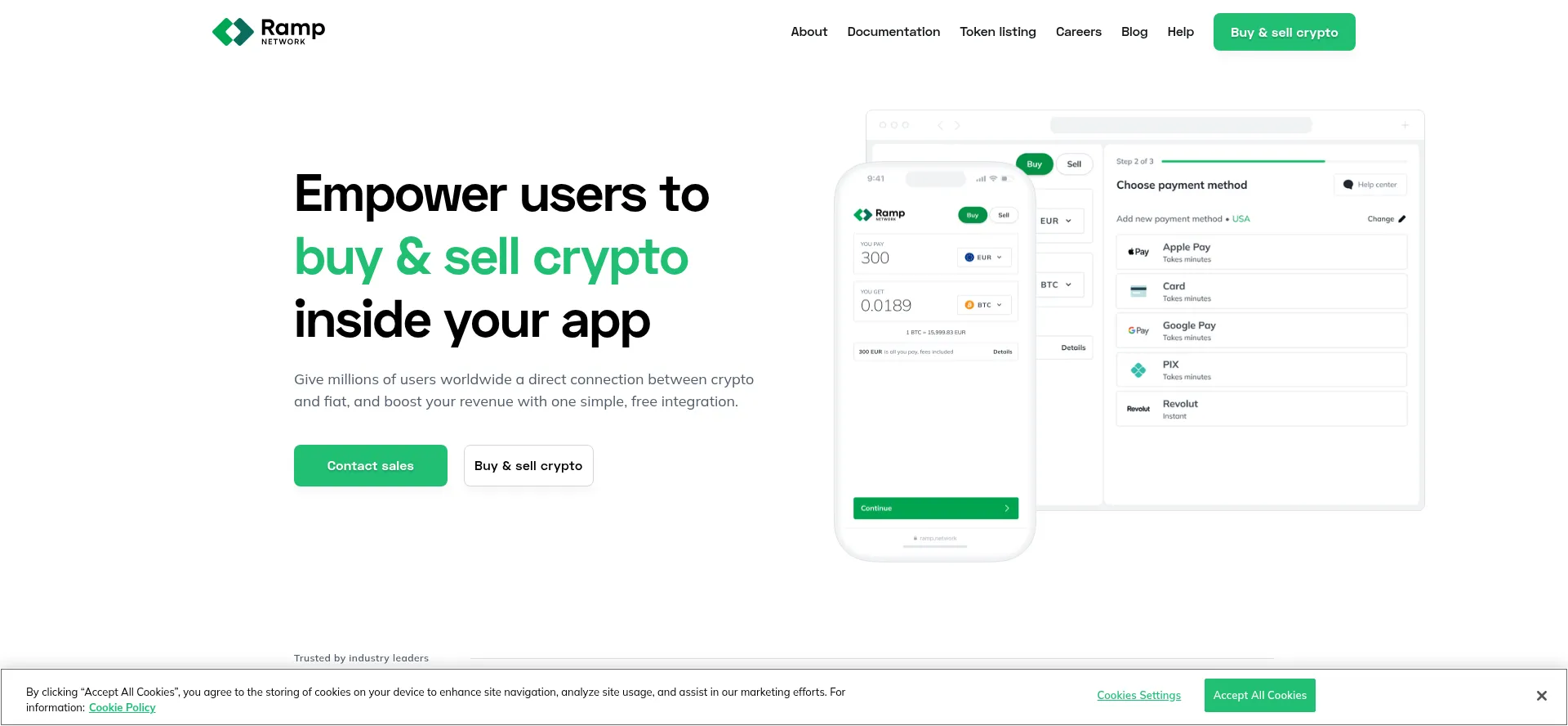 Website screenshot of Ramp.network