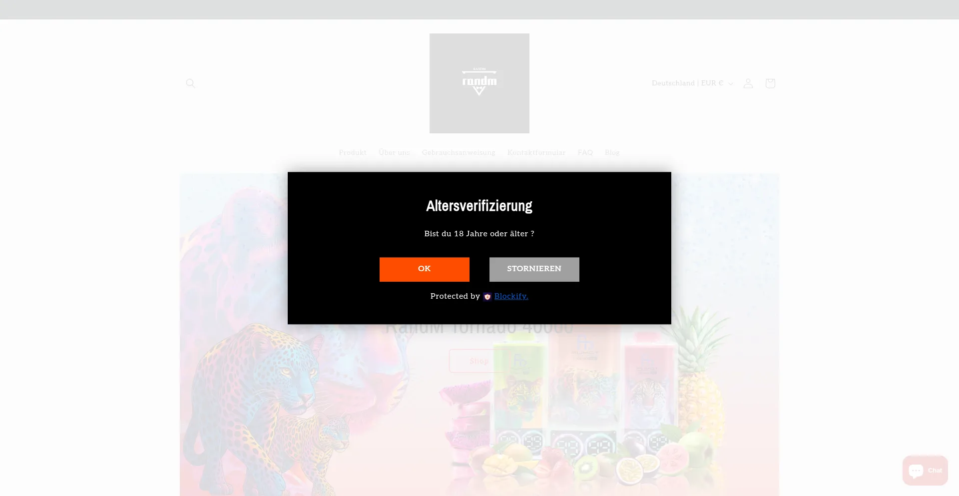 Website screenshot of Randm-tornado-vape.com