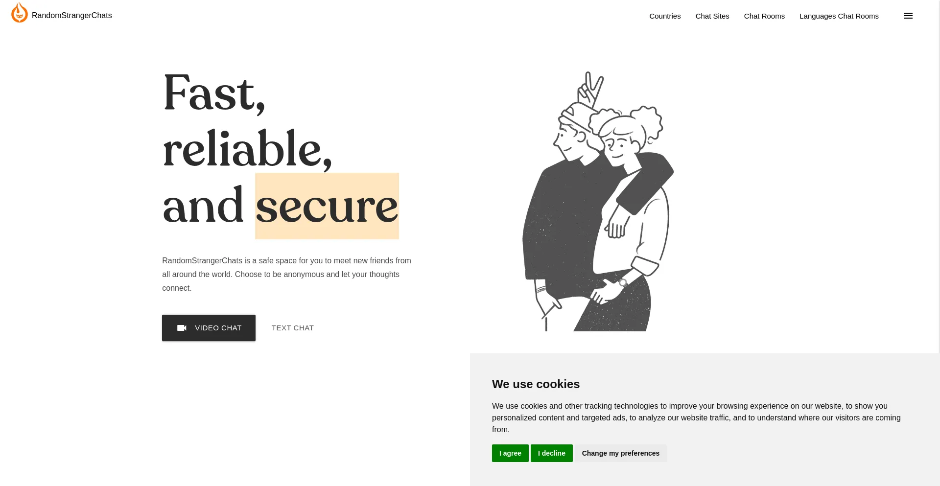 Website screenshot of Randomstrangerchats.com