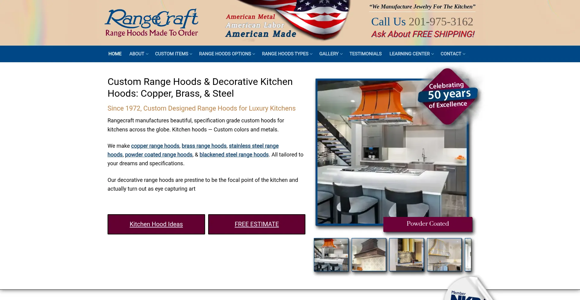 Website screenshot of Rangecraft.com