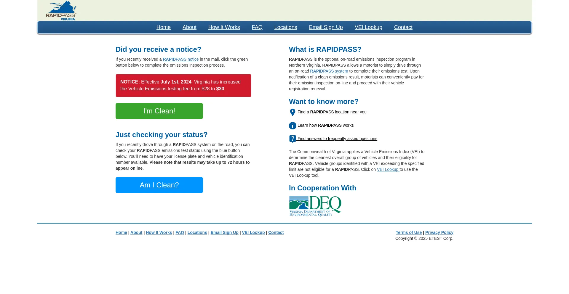 Website screenshot of Rapidpass.org