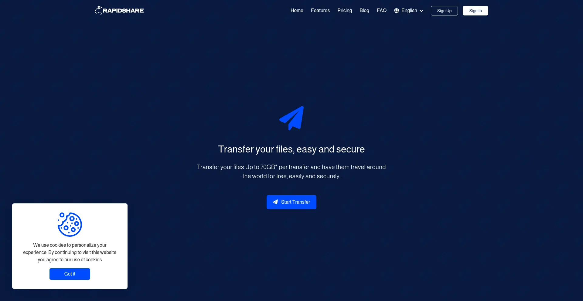 Website screenshot of Rapidshare.co