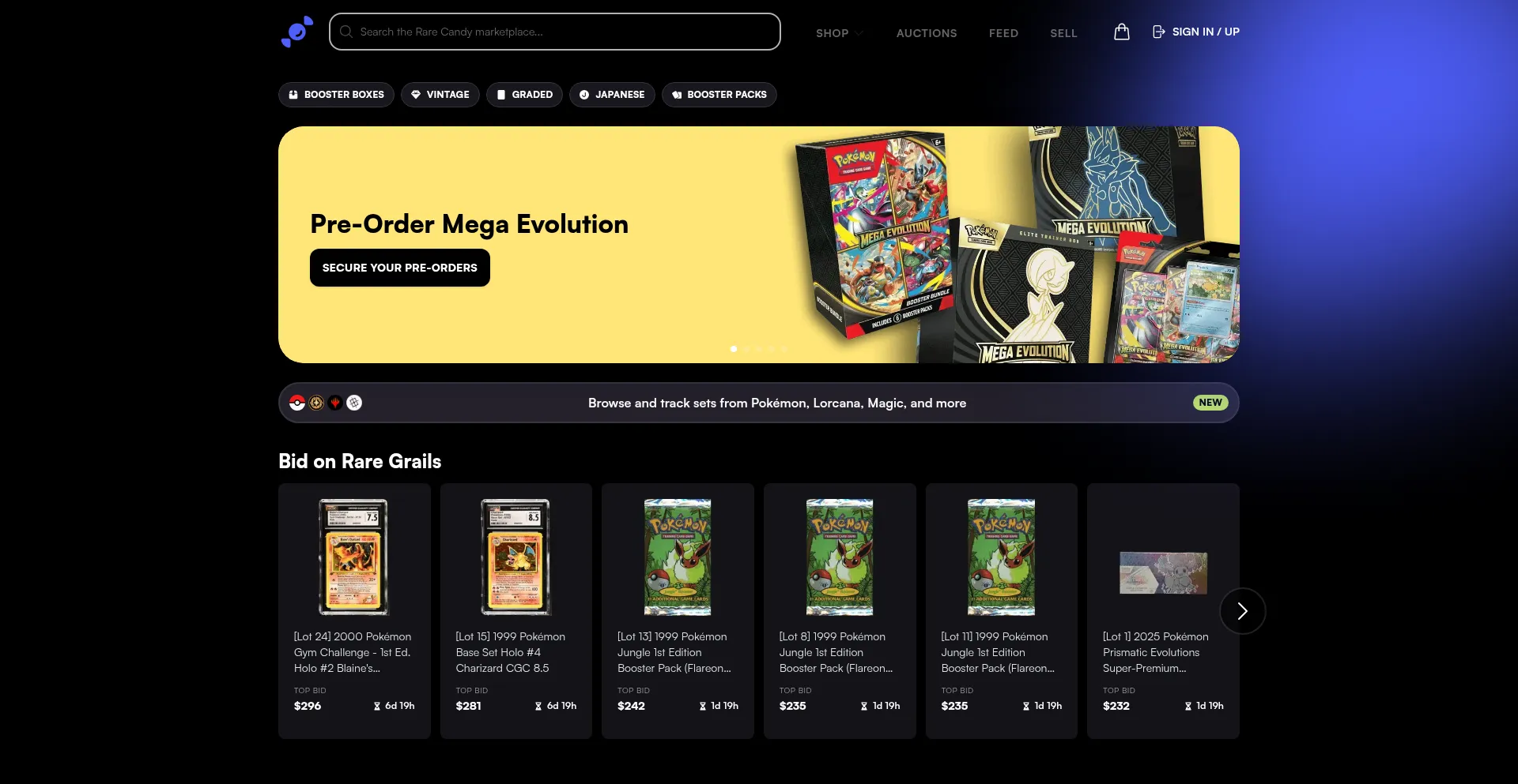 Website screenshot of Rarecandy.com