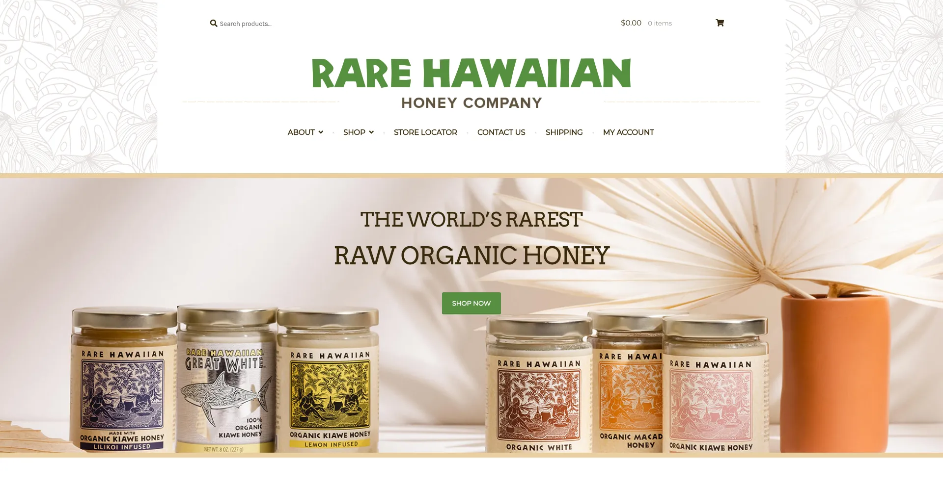 Website screenshot of Rarehawaiianhoney.com