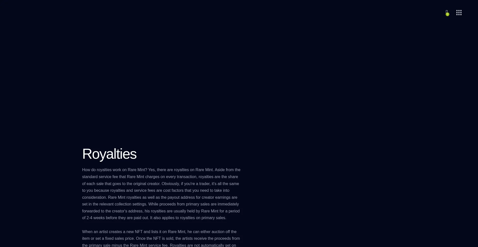Website screenshot of Raremintnft.com
