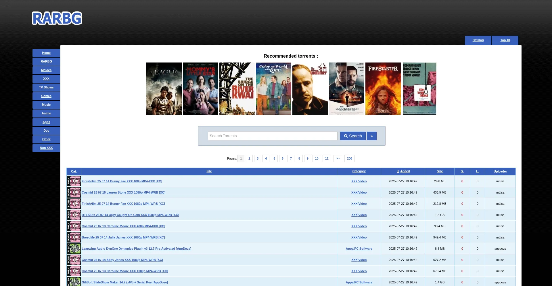 Website screenshot of Rargb.to