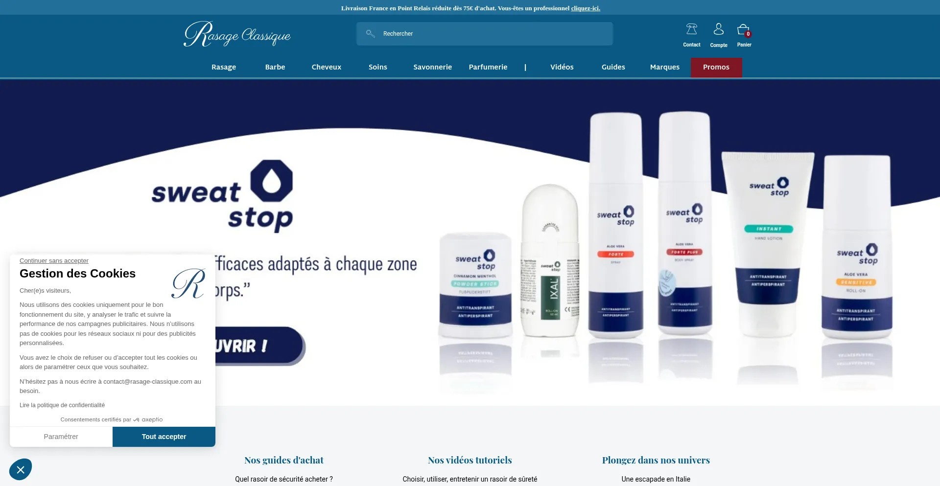 Website screenshot of Rasage-classique.com