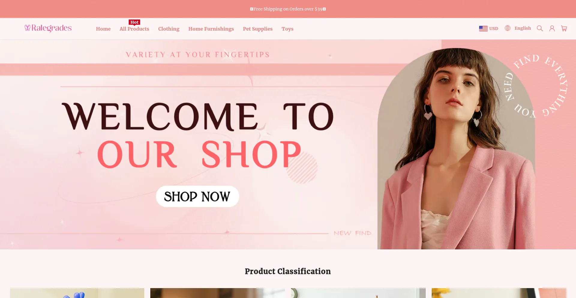 Website screenshot of Rategrades.com