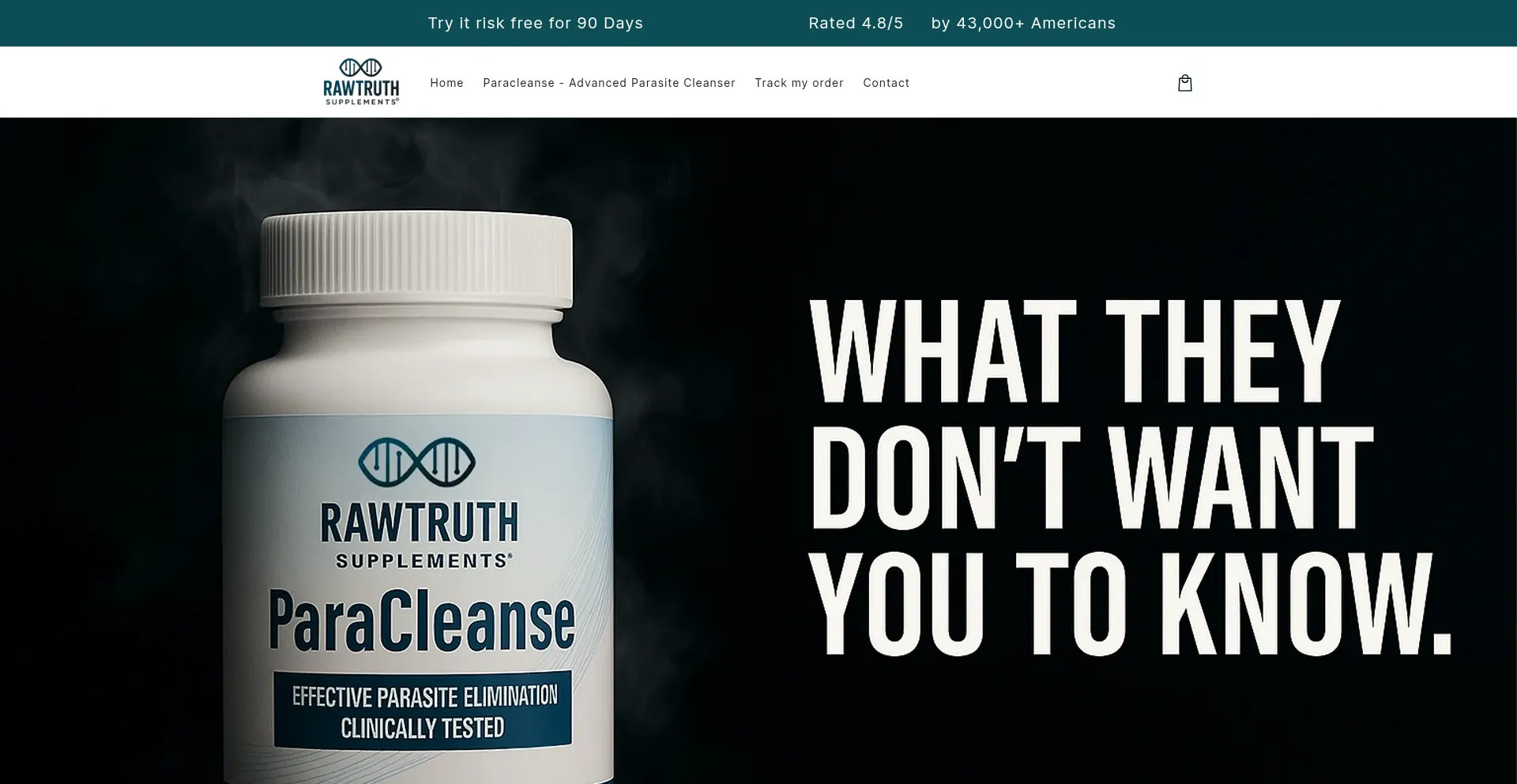 Website screenshot of Rawtruthsupplements.com