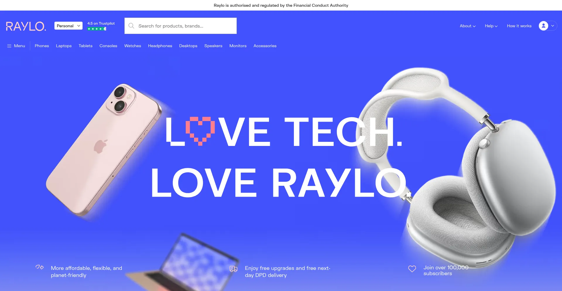 Website screenshot of Raylo.com