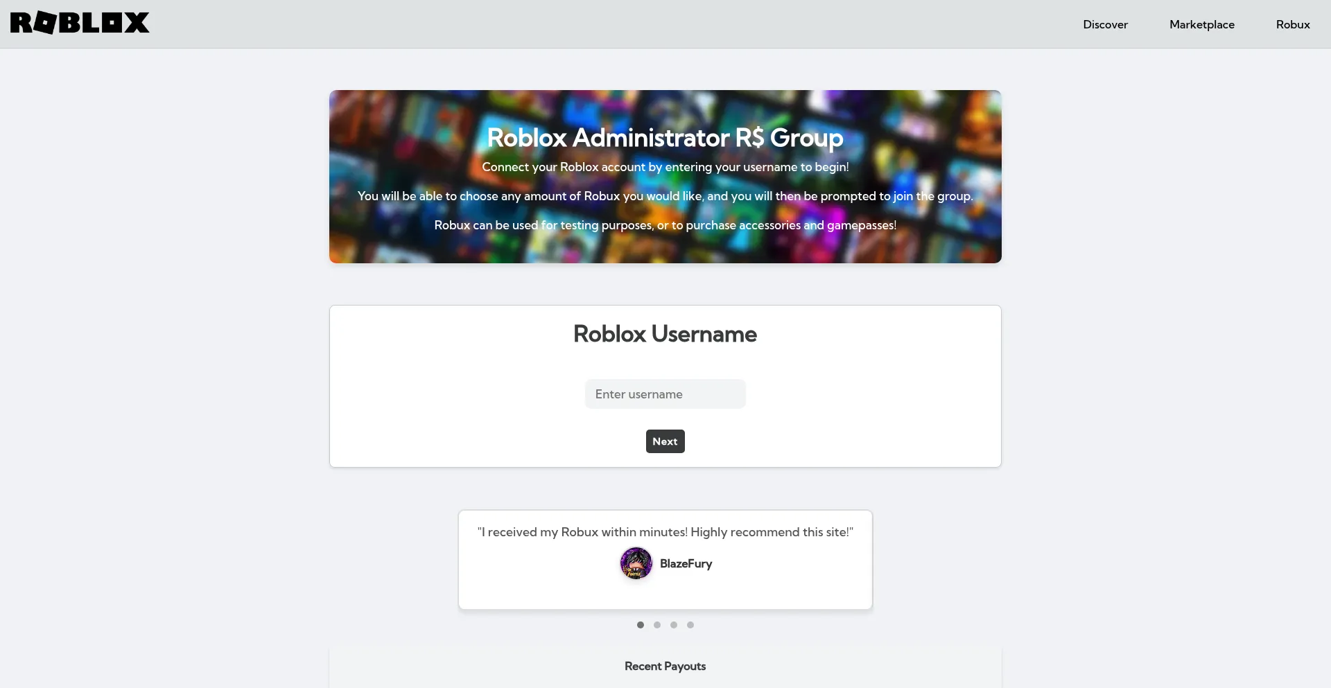 Website screenshot of Rb5.lol