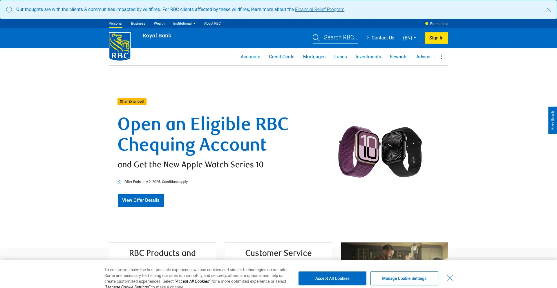 Website screenshot of Rbcroyalbank.com