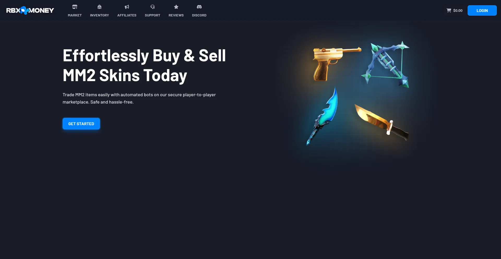 Website screenshot of Rbx.money