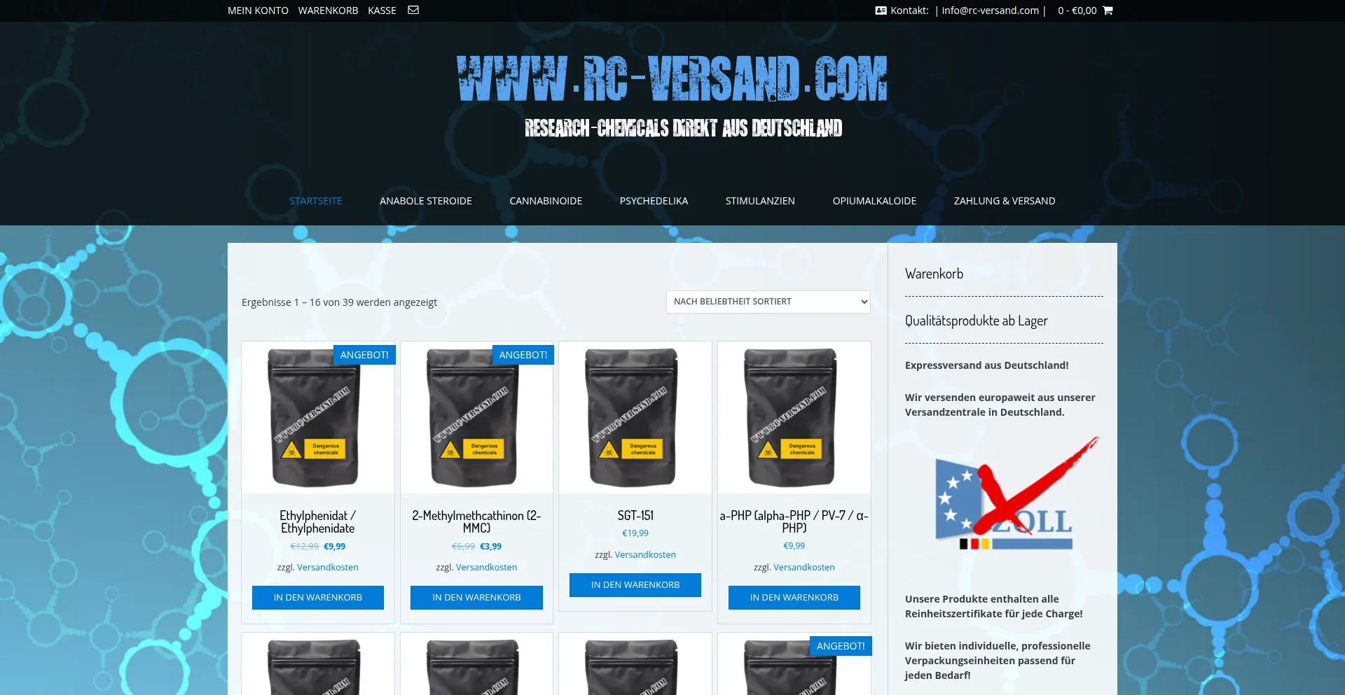 Website screenshot of Rc-versand.com